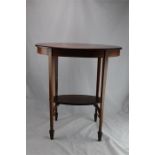 An Edwardian Oval Mahogany Two-tier Table on Square Tapering Legs, Spade Feet, Inlaid