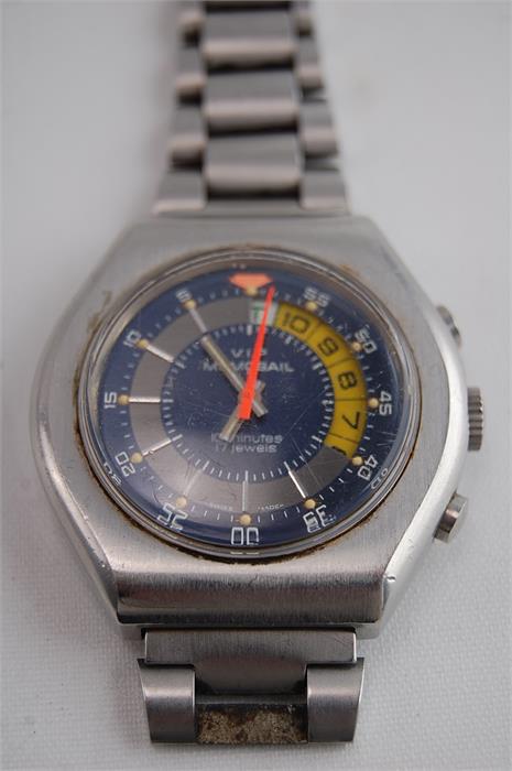 Vintage VIP Memosail Chrono Stainless Steel Wrist Watch with Valjoux Caliber 7737 manual winder - Image 3 of 5