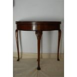 1920's Reproduction Demi-lune Mahogany Card Table on Cabral Legs