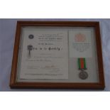 Framed Defence Medal Awarded to Margaret Shelbourne, Emergency Ambulance Crew