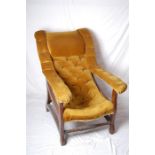 Edwardian Mahogany Framed Button Back Lounger Armchair