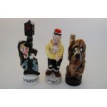 Three Vintage Ceramic Bond Ware Musical Character Decanters