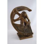 Cast Bronze Golfing Figure in Full Swing, Stamp to Side