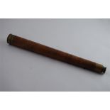 A Brass Leather Covered Single Drawer Telescope by Cox, Devonport, Optician to the R.W.Y