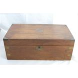 A Brass Bound Victorian Mahogany Writing Box With Internal Secret Drawer