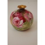 Limoges Art China Company France Artist Signed Roses Small Vase