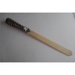 Victorian Silver Handled Letter Opener with Ivory Blade