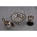 Small Hallmarked Silver Trophy Together With a Silver Plate Dish and Silver Plate Sauce Boat