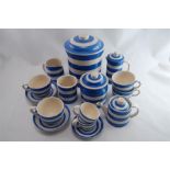 A Collection of CLOVERLEAF T.G. Green Earthenware Blue & White Cornishware (18)