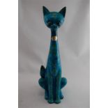 A Large Chinese Blue Porcelain Cat by Gema Holland