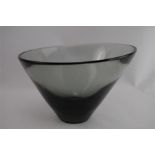 Large glass bowl from Holmegaard, designed by Per Lütken, Smokey Blue Colour