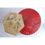 Two 19th / 20th C. Oriental Bamboo Painted Parasols