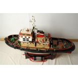 Large Hand Built Radio Controlled Tug ' Alfie Boy Falmouth' 140cm l x 40cm w x 80cm h