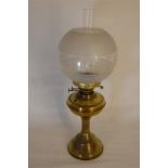 Vintage Duplex Brass Oil Lamp, Etched glass