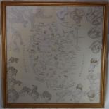 A Vintage Silk Screen Print Map of Kenya / Uganda / Tanganyika