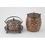 RD Persian Pattern Biscuit Barrel with matching butter dish on stand (2)