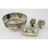 RD Small Footed Dessert Bowl together with butter dish & two pots, Isaac Walton Series (4)