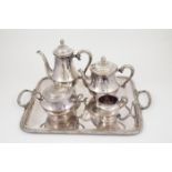 Christofle 5pce S/Plate Tea & Coffee Set vase shape including double handled tray