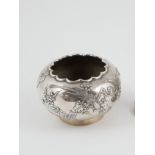 Chinese Export Footed Silver Bowl By Wang Hing, Honk Kong with scalloped edge, the circular body