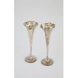 Pair Geo V S/S Specimen Vases wrythen form London, 1922, makers Levesley Brothers (Thomas Levesley),