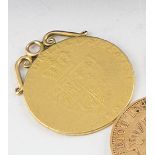 1791 Gold Sovereign mounted as a pendant (worn)
