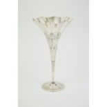 Tiffany & Co S/S Specimen Vase flared trumpet shape engraved worth scrolls and flowerheads, 24cm