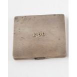 Dunhill S/S Cigarette Case square, all machine engraved with ruby thumb piece, initialled E O'B