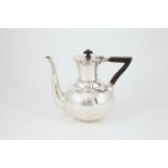 Indian Silver Teapot By Hamilton & Co plain baluster shape with angular wooden handle marks date