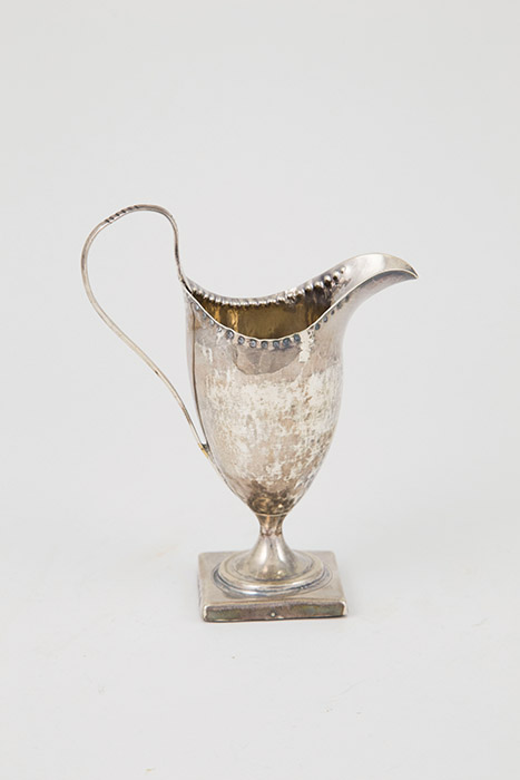 Geo III S/S Cream Helmet neo-classical vase shape on square base (loaded), punched decoration to the