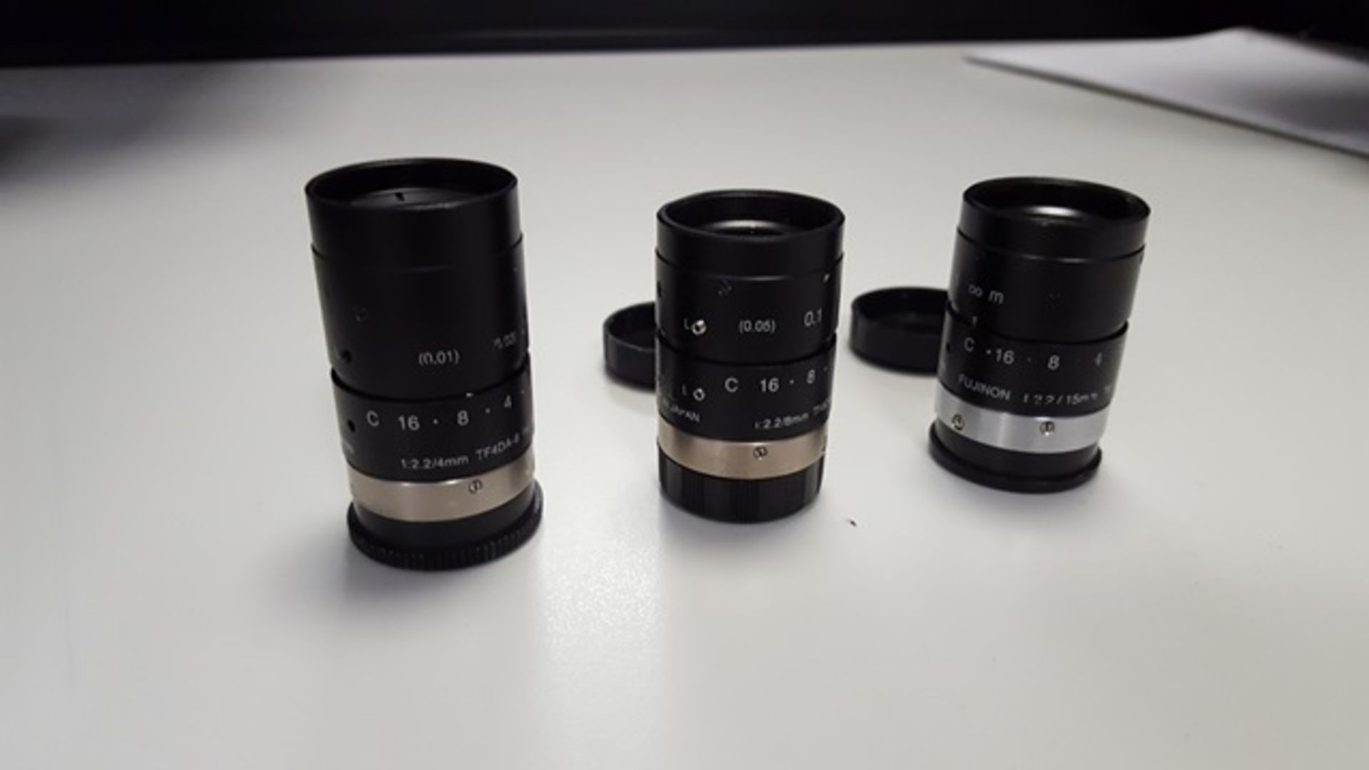 Set 3 Fujinon C Mount Lenses 4mm, 8mm & 15mm