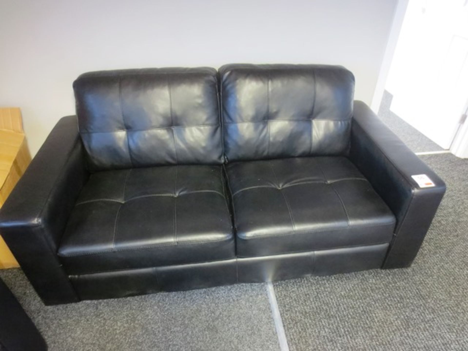 Black leather effect 3 seater sofa