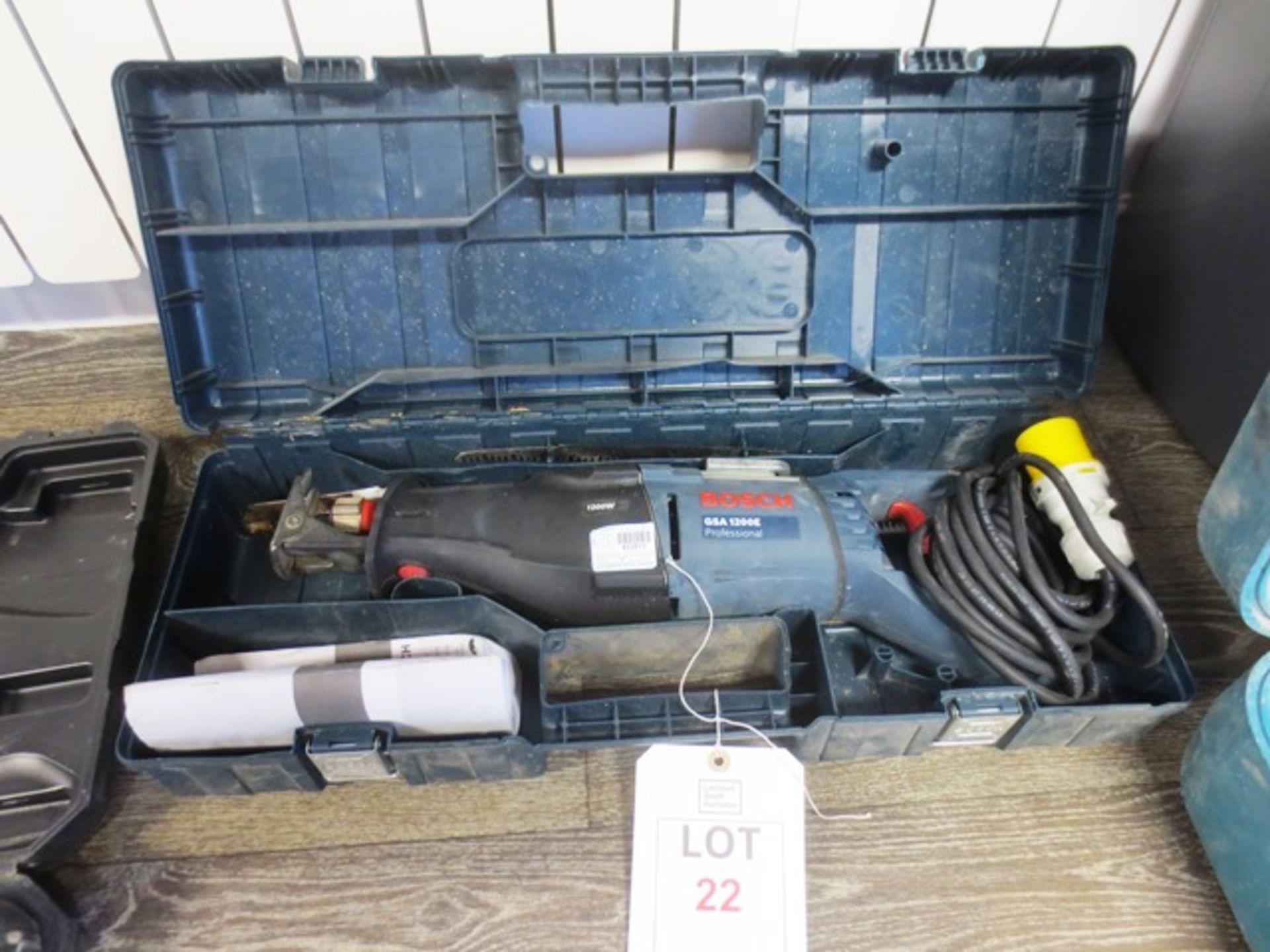 Bosch GSA 1200E reciprocating saw, 110v, with carry case and manual