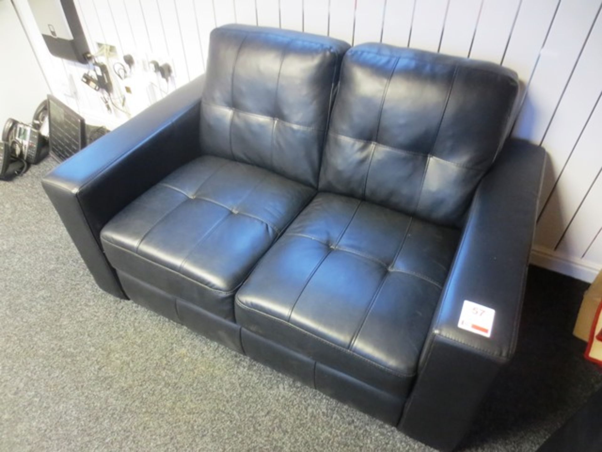 Black leather effect 2 seater sofa