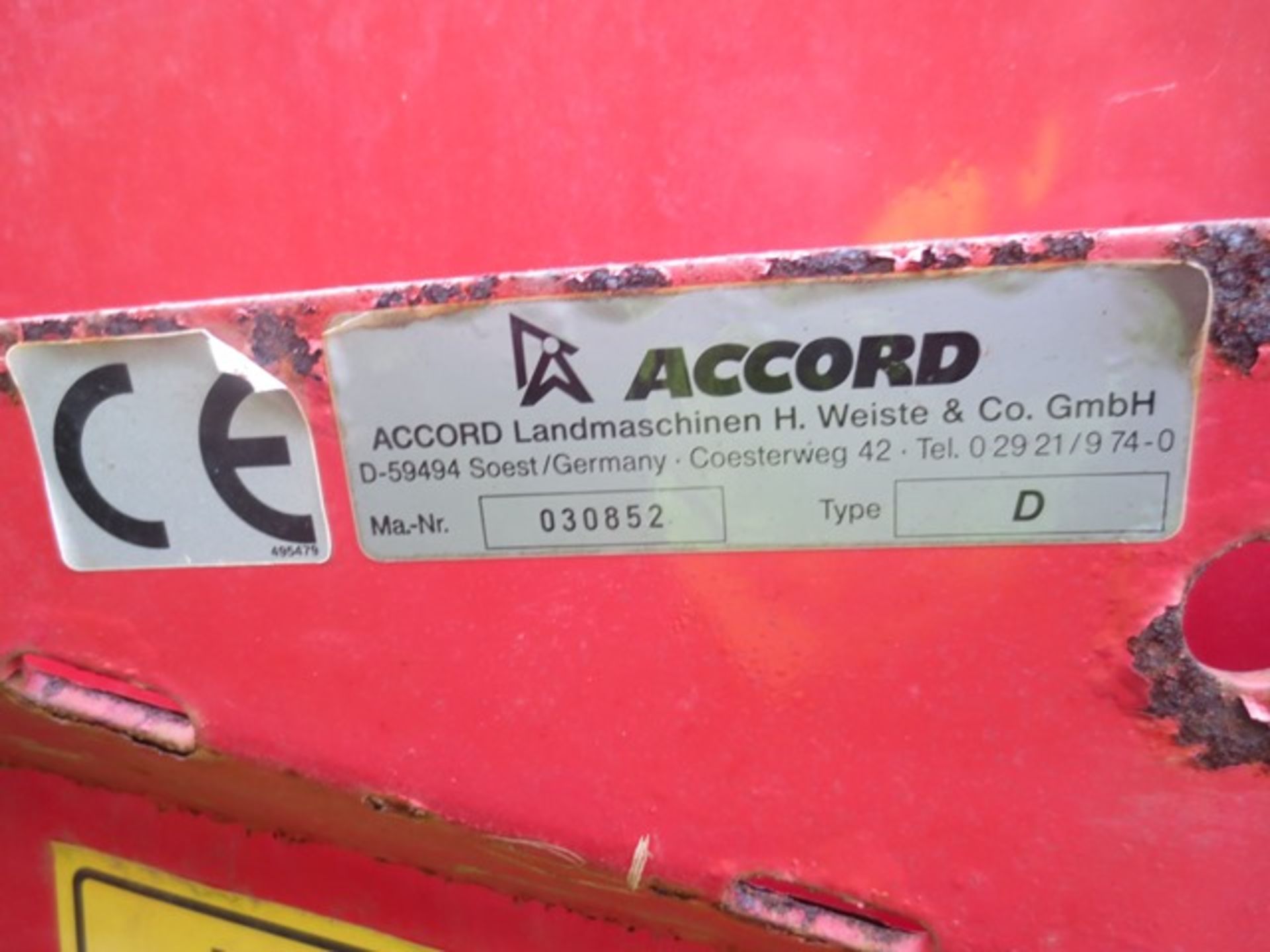 Accord Ferrag Type D compact feed drill, Serial No: 030852 - Image 2 of 4