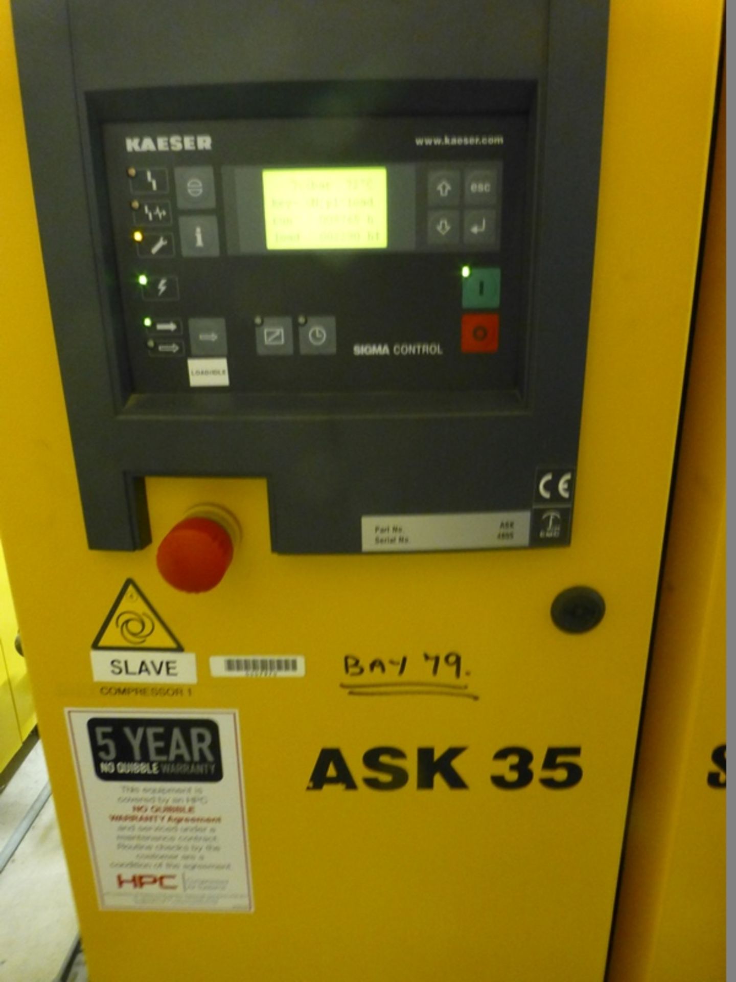 Kaeser HPC ASK35 22Kw/8 bar rotary screw compressor, s/n 4855 (2010) with indicated 8765 total run - Image 2 of 4