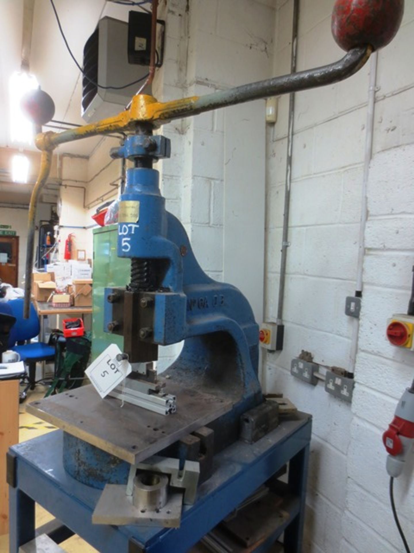 Sweeney & Blocksidge No 6A DB fly press, and steel framed stand (Please note: A work Method - Image 2 of 2