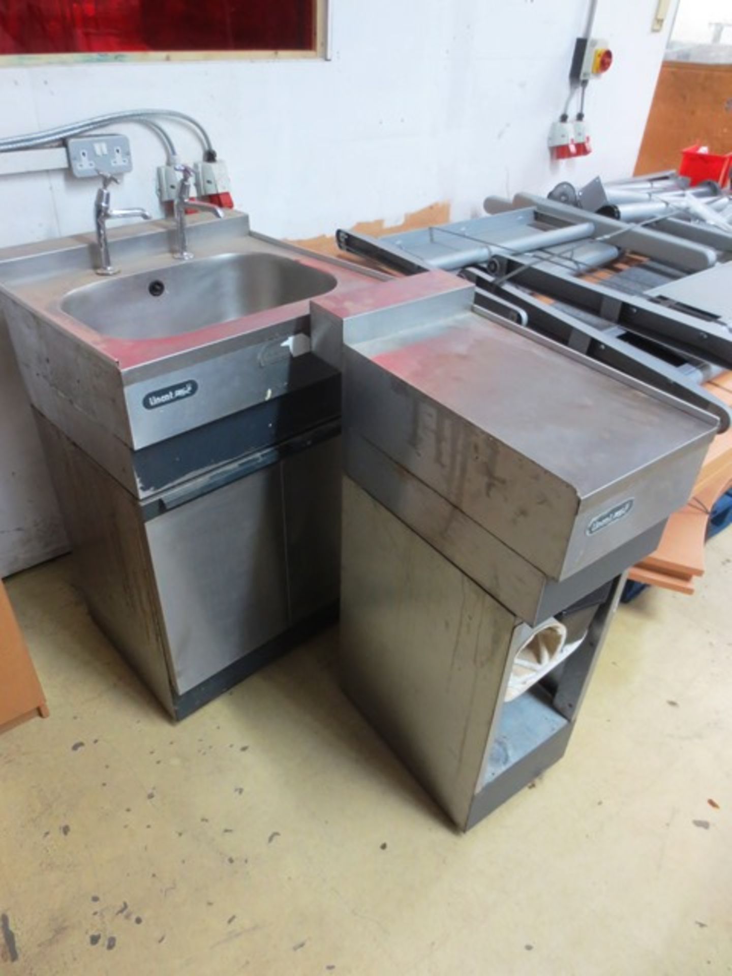 Stainless steel sink with undercounter storage and stainless steel preparation unit