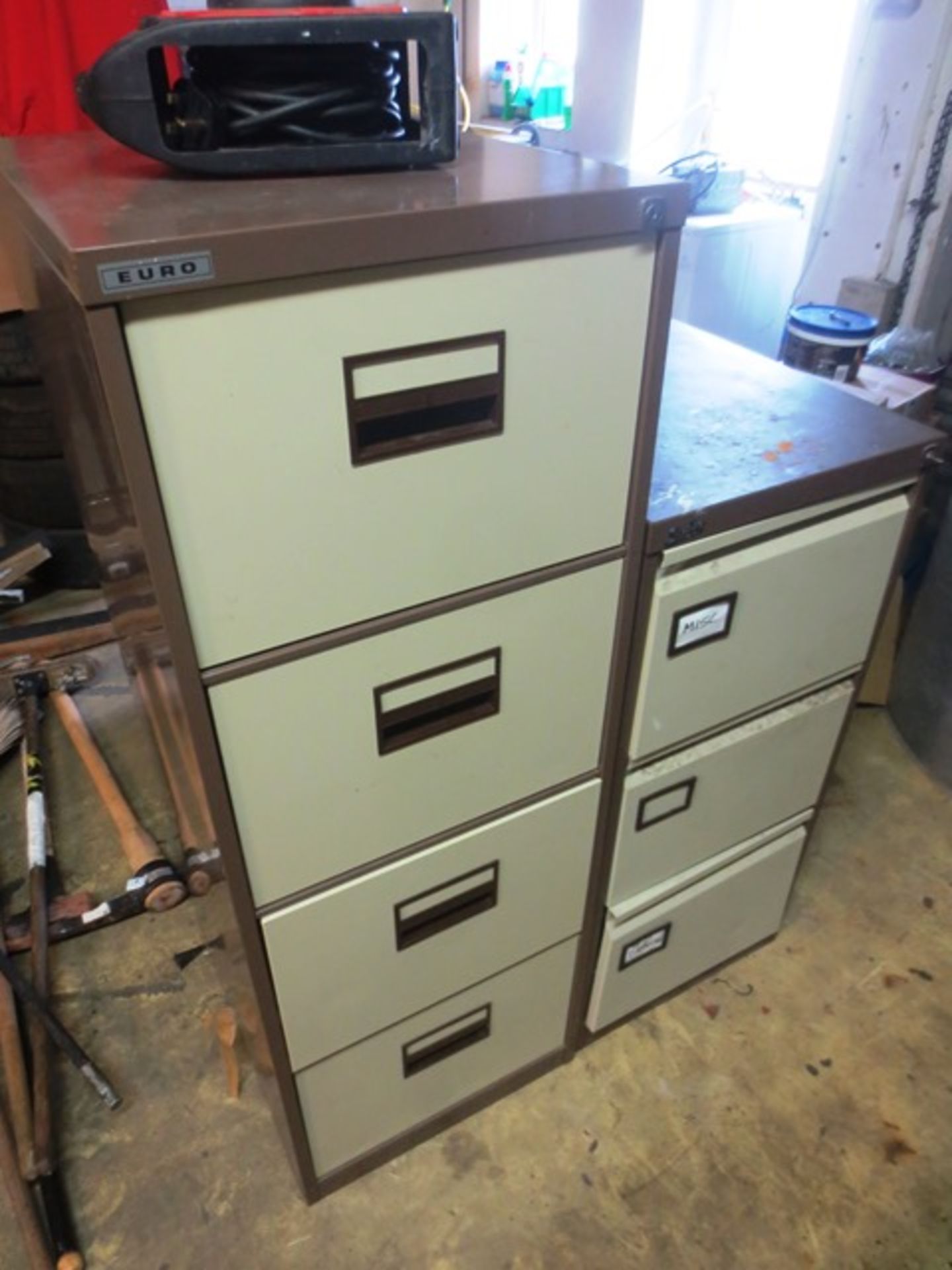 Steel 4 drawer filing cabinet and 3 drawer filing cabinet