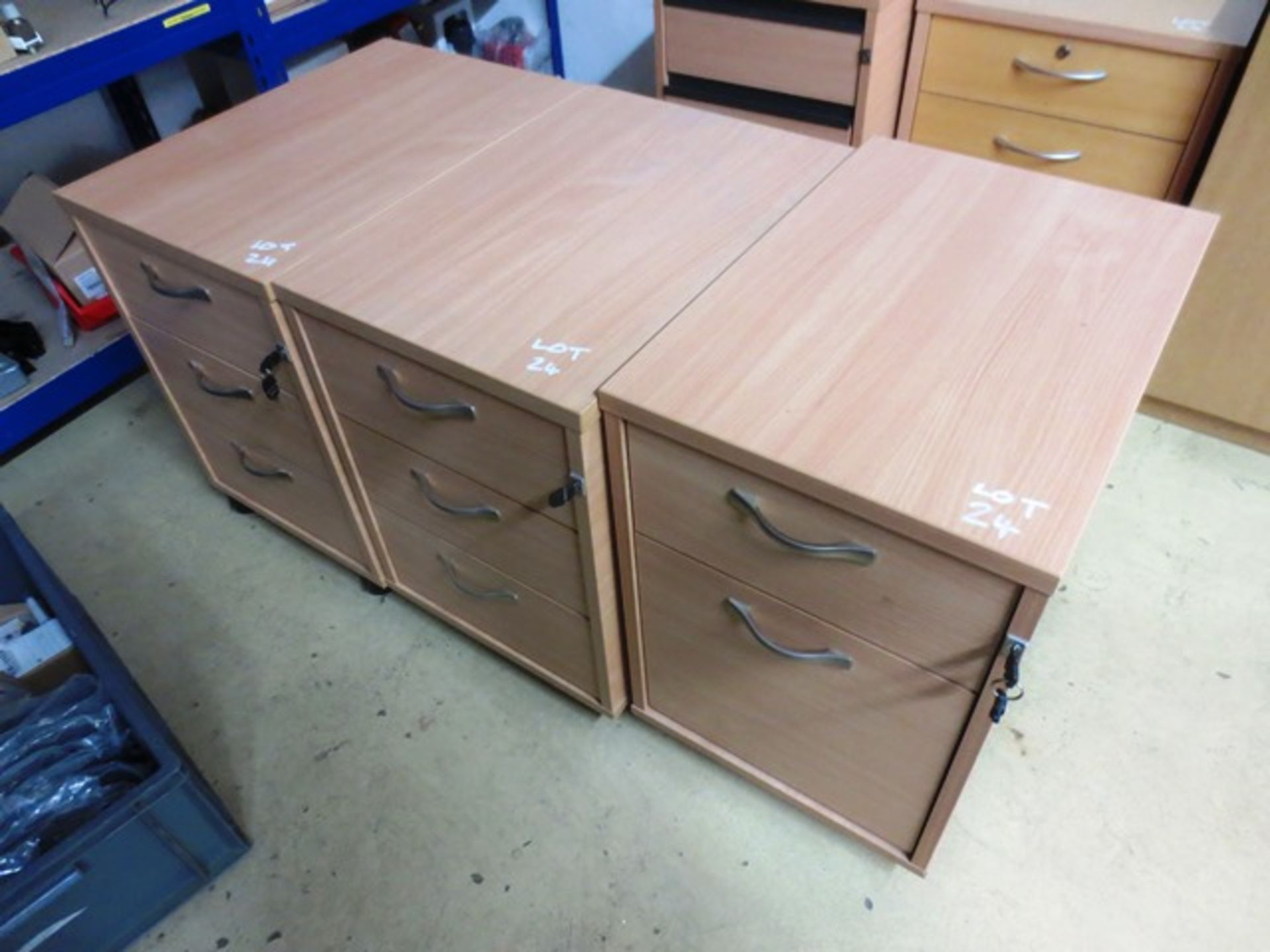 Three light oak effect 2/3 drawer pedestal units