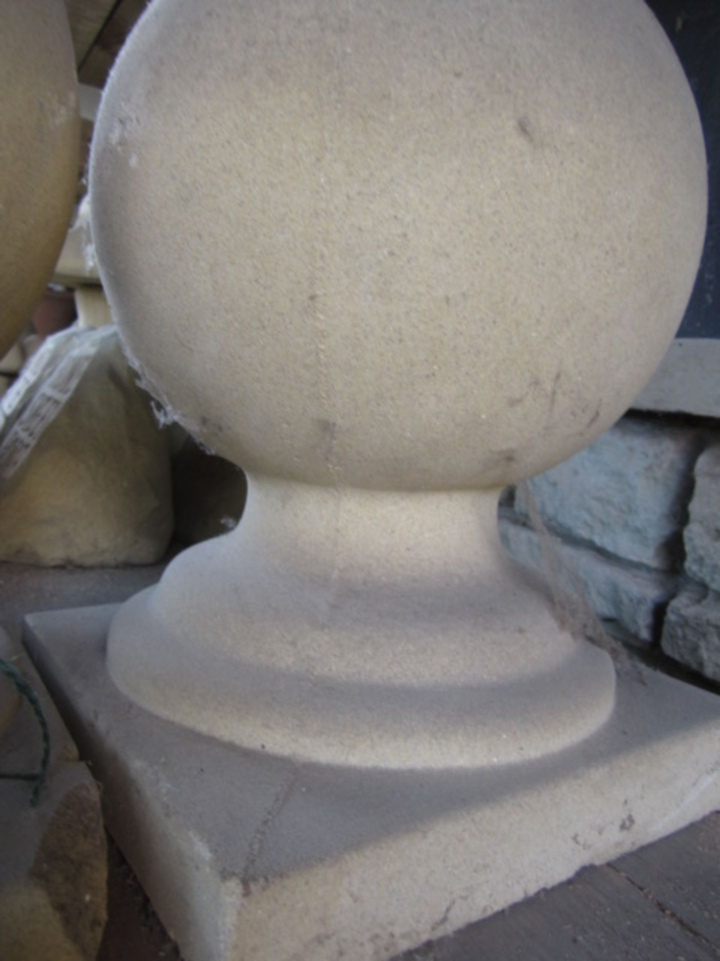 2 x reconstituted concrete stone single piece ball finials, approx. dimensions: height 340mm x - Image 2 of 2