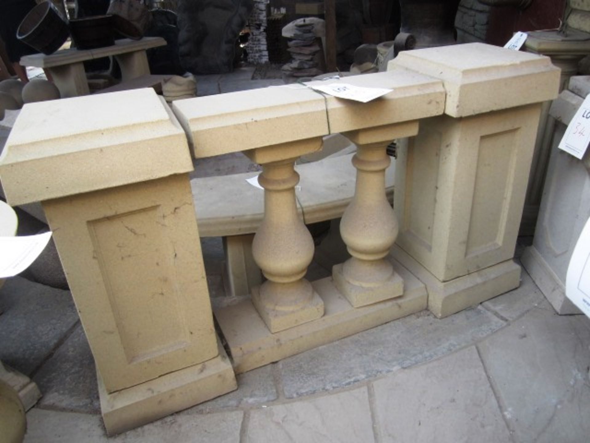 Reconstituted concrete stone 10-piece decorative wall comprising of: 3 x bases, 3 x coping stone,