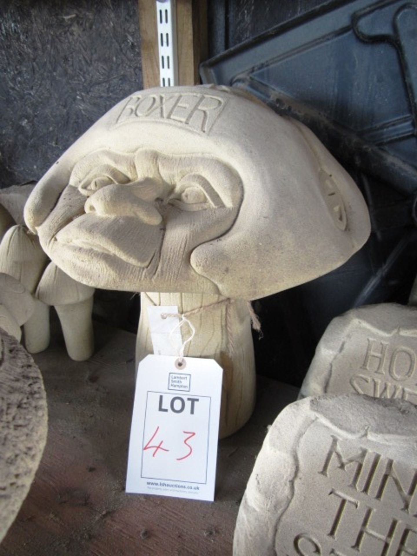 Reconstituted concrete stone 2-piece "Boxer Head" toadstool, approx. dimensions: height 380mm x