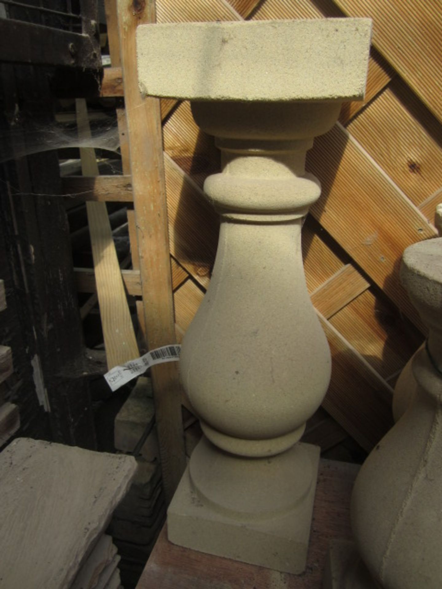 3 x reconstituted concrete stone spindle plinths, approx. dimensions: 2 x 390mm / 1x 530mm, colour - Image 2 of 3