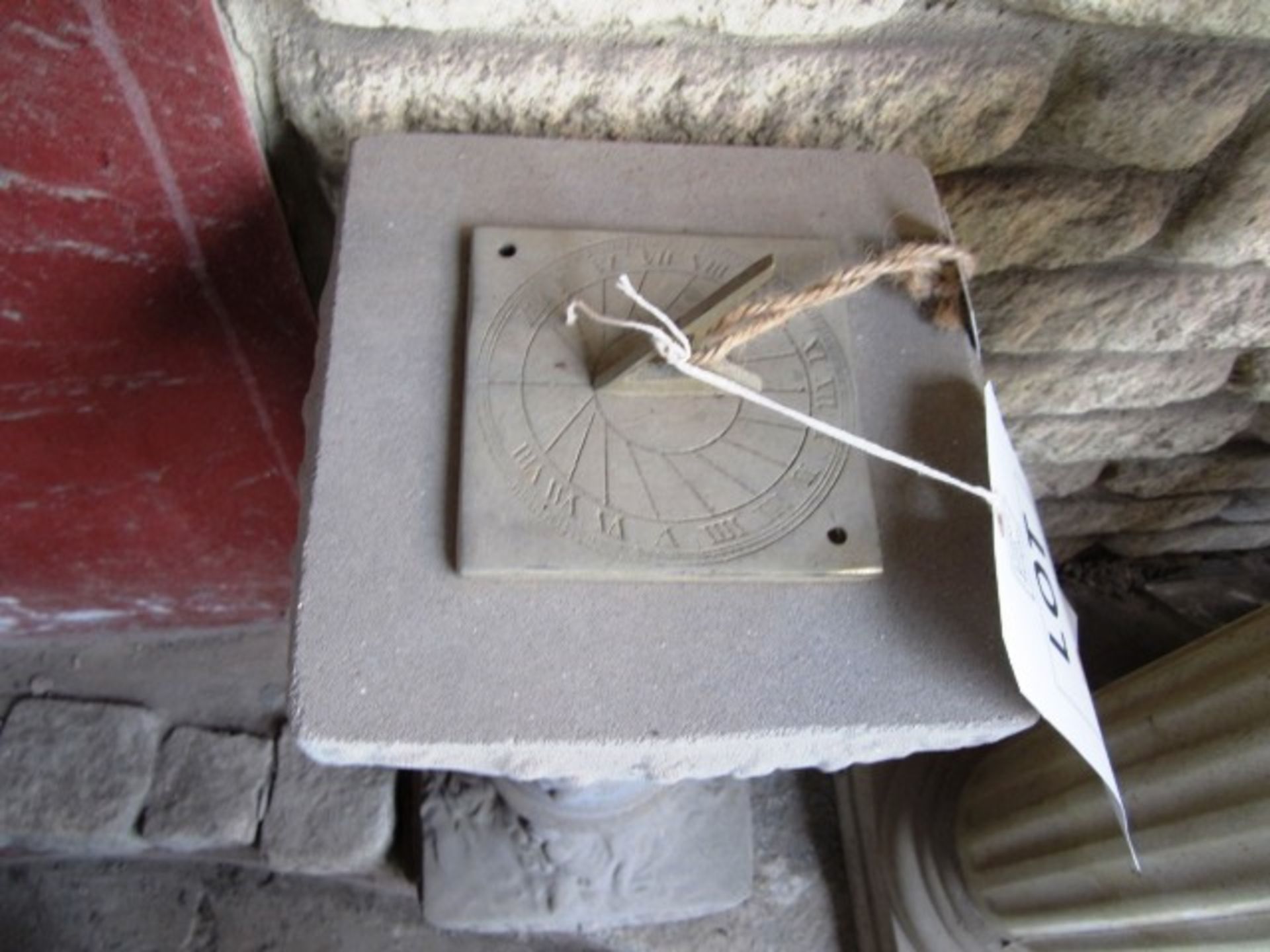 Reconstituted concrete stone single piece square sundial, , approx. dimensions: height 640mm x 200mm - Image 2 of 3