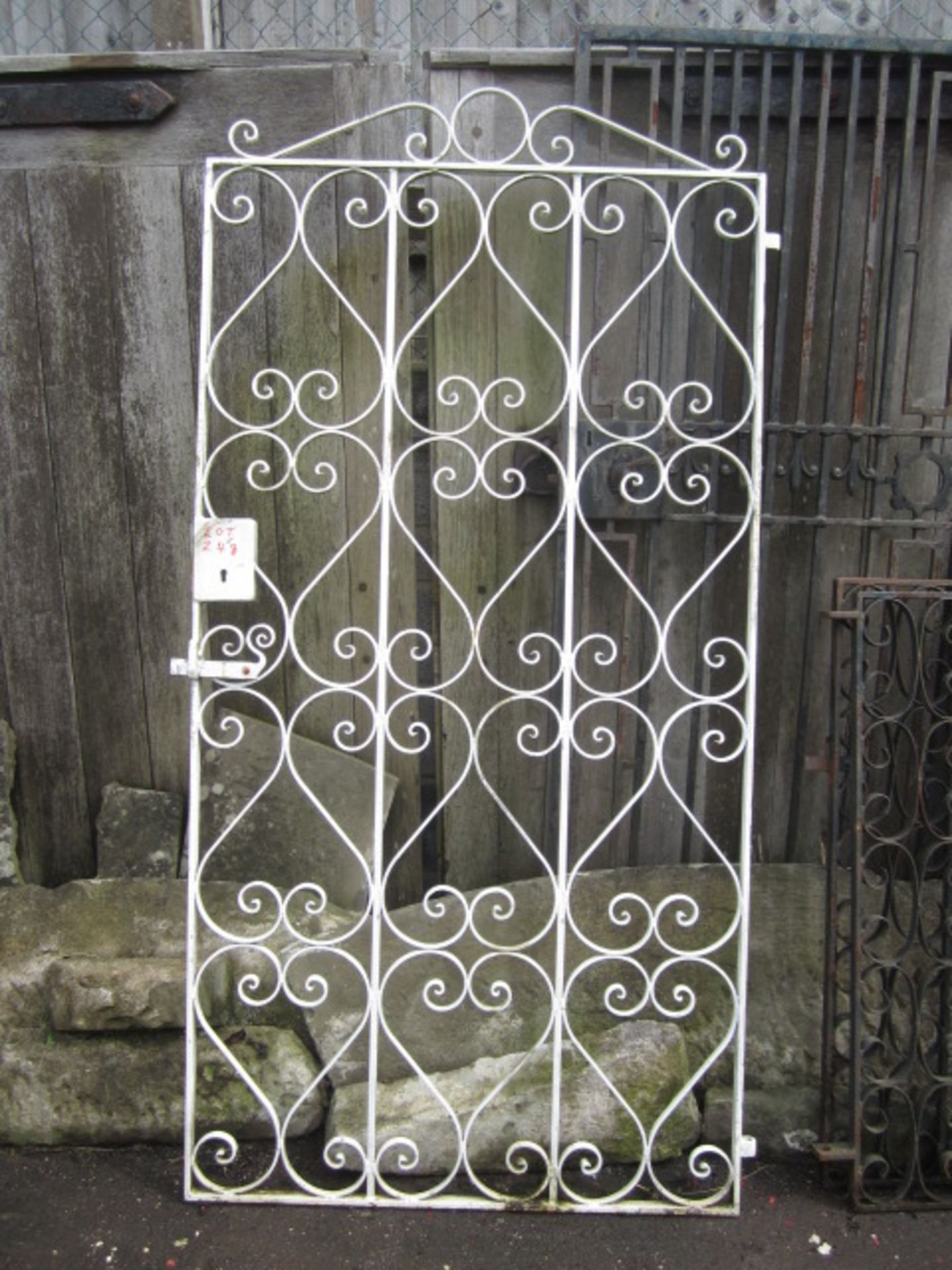Reclaimed metal ornate single gates, approx. size width: 39" x height: 75".