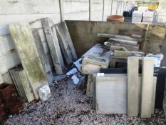 Quantity of assorted concrete sills, coping stones, drain surrounds, etc. (as lotted)