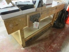 One timber frame workbench, approx 1220 x 2440 with mounted vice (Please note: excludes all