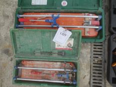 Two assorted Rubi tile cutters