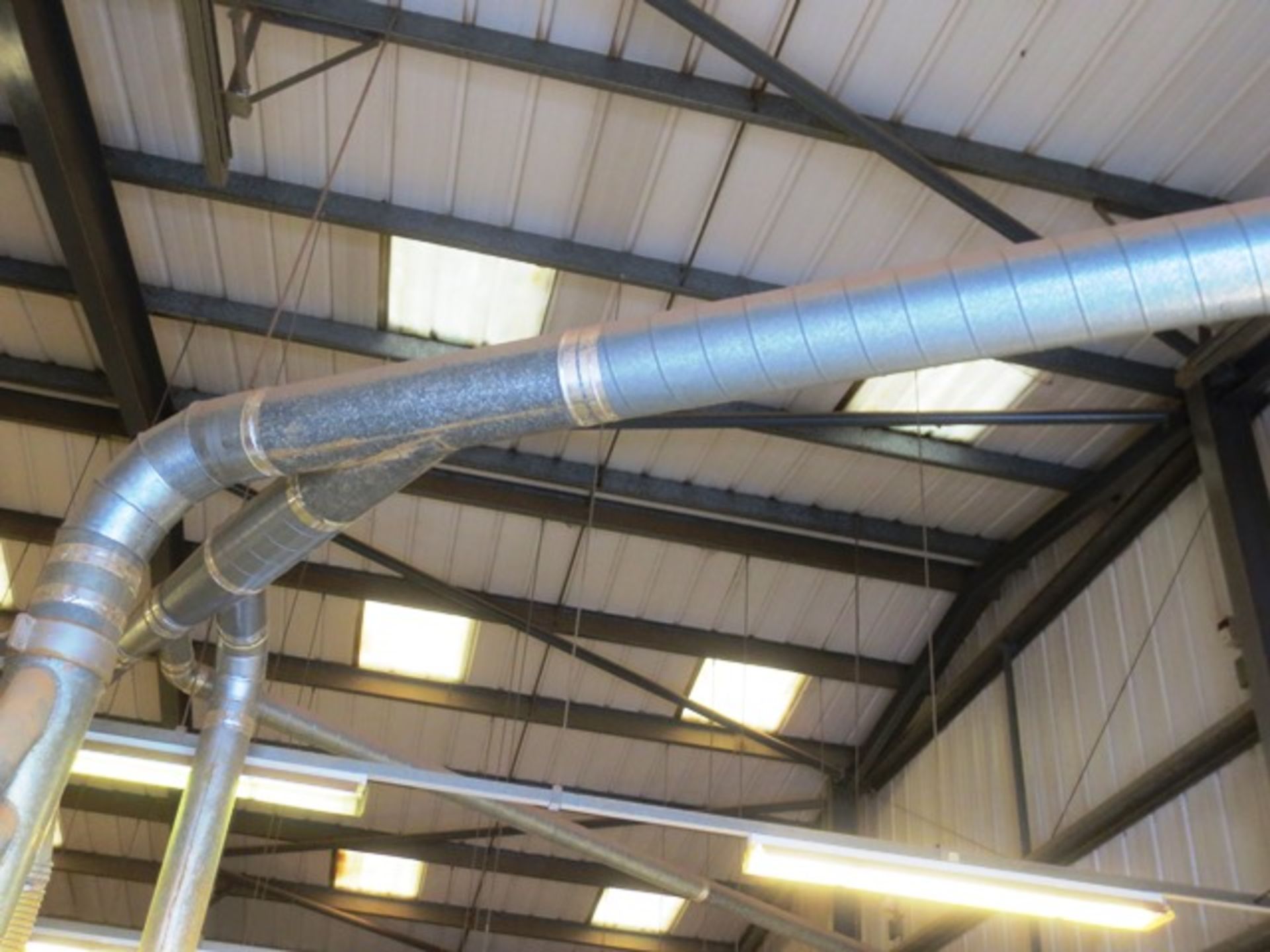 Single fan dust extraction system (3 phase), and approx 25m of various diameter galvanised - Image 2 of 2