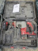 Milwawkee 18v battery powered rotary hammer drill, two batteries (no charger) and case